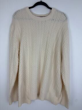 NWT Free Assembly Mens Fishermen Cable-Knit Cozy Cream Long Sleeve Sweater XL